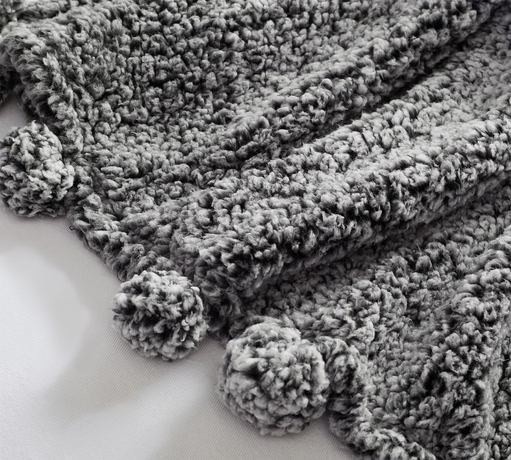 Cozy Pom Pom Sherpa Throw Blanket Pottery Barn
