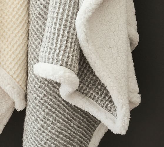 Waffle Sherpa Back Throw Blanket | Pottery Barn