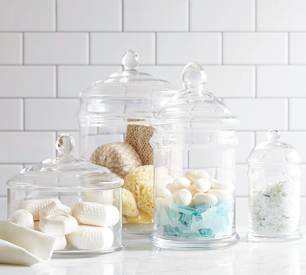 Classic Glass Bathroom Canisters | Pottery Barn