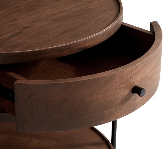 round wood night stand