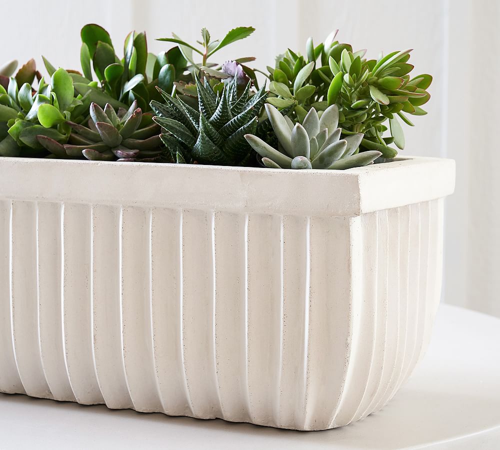 Concrete Fluted Outdoor Planters Pottery Barn