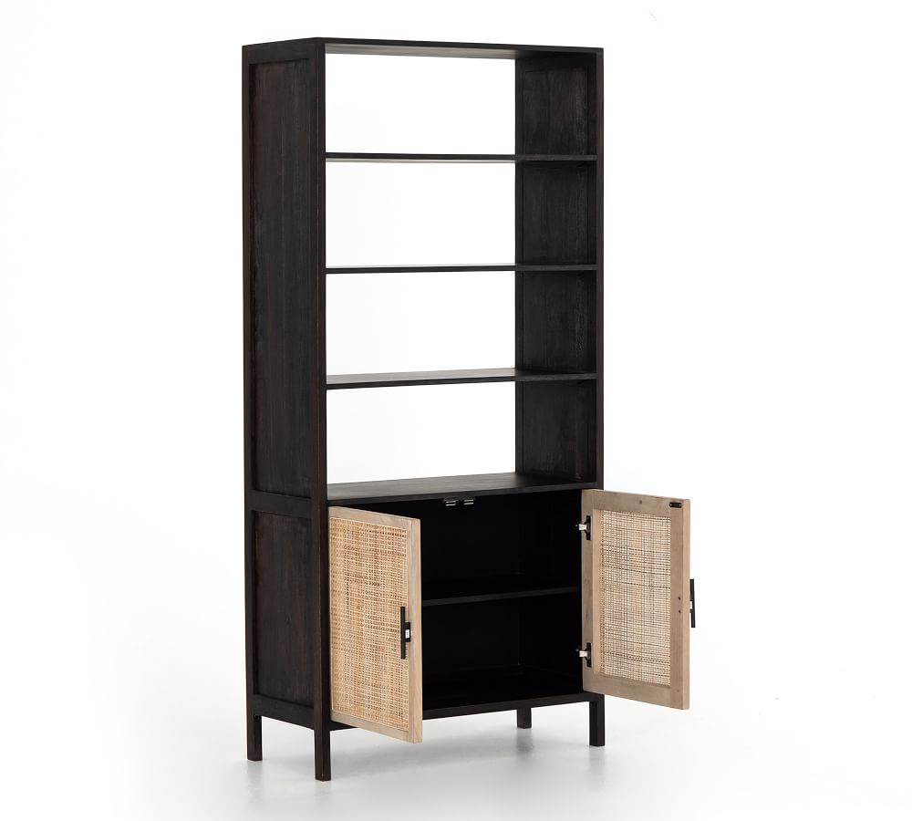 Doloures Cane Bookcase with Doors Pottery Barn