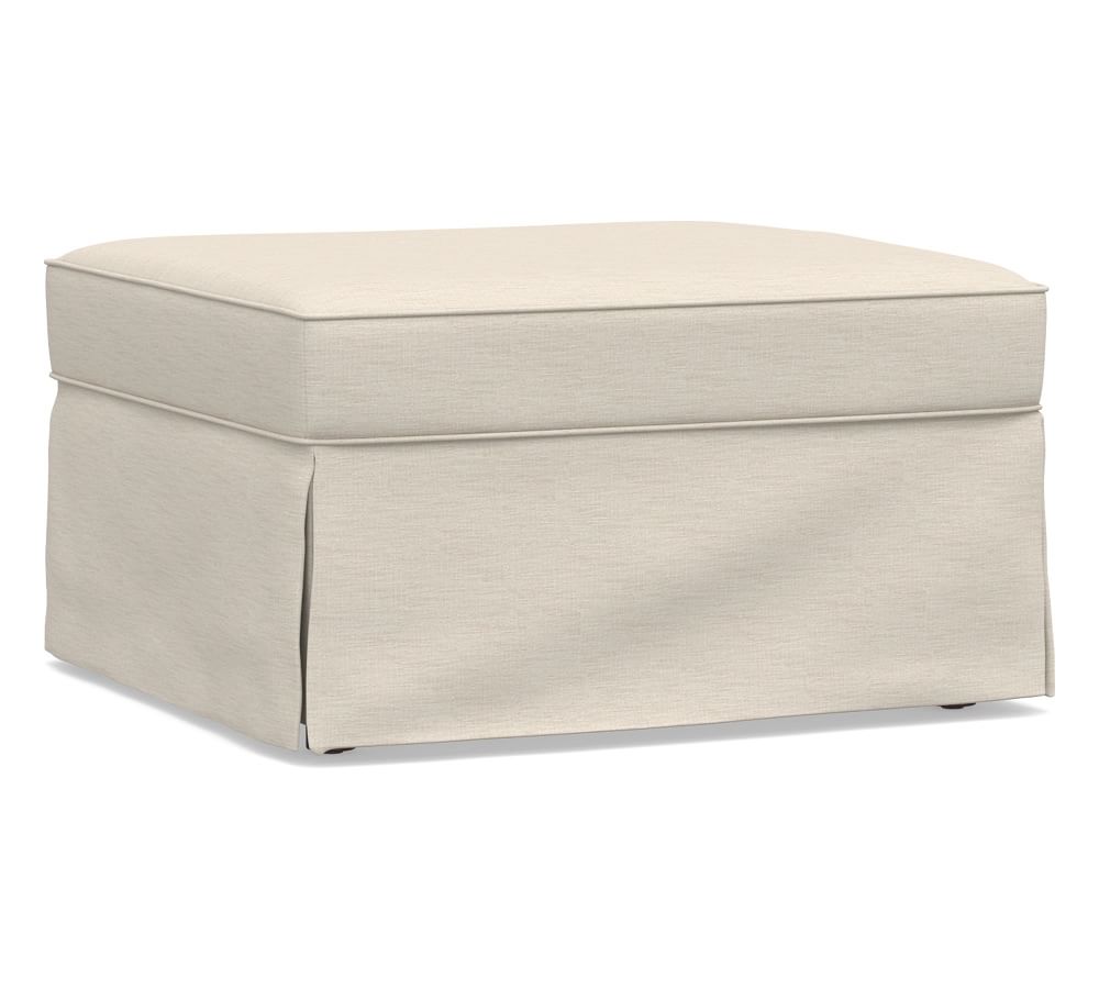 PB Comfort Sectional Ottoman Slipcover, Box Edge, Performance Slub Cotton Stone Pottery Barn