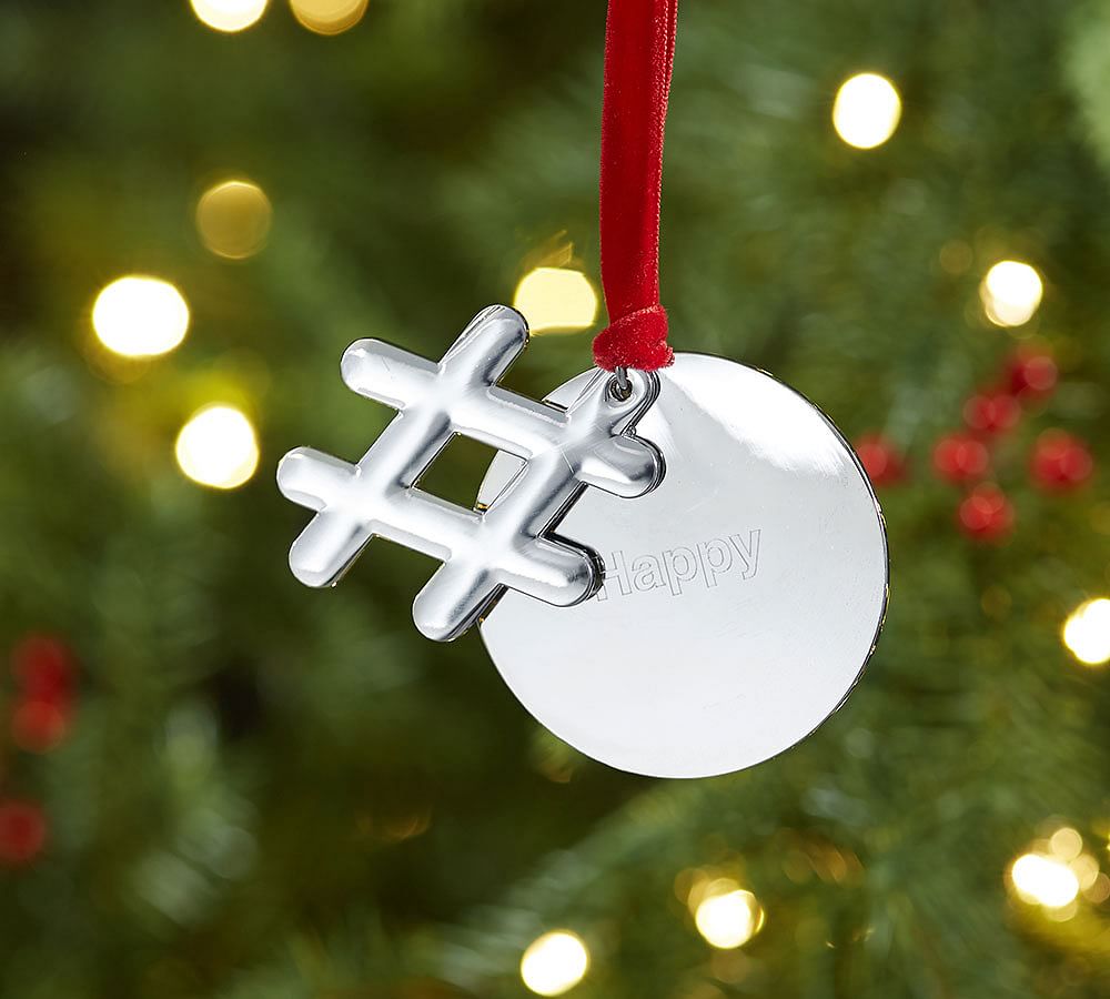 Hashtag with Personalizable Tag Christmas Ornament Pottery Barn