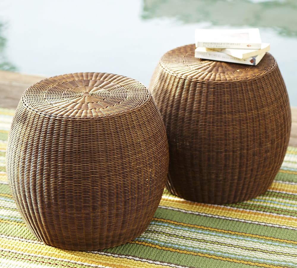 rattan woven side table