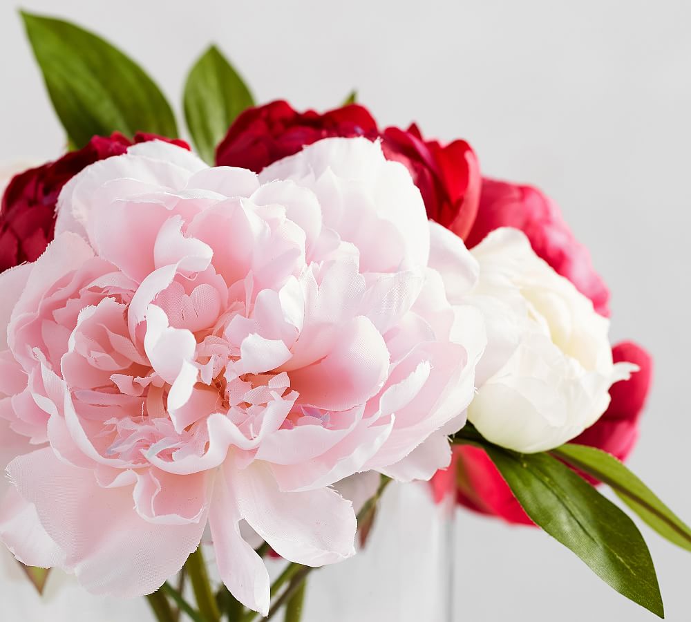 Faux Composed Peony Arrangement Artificial Flowers Pottery Barn