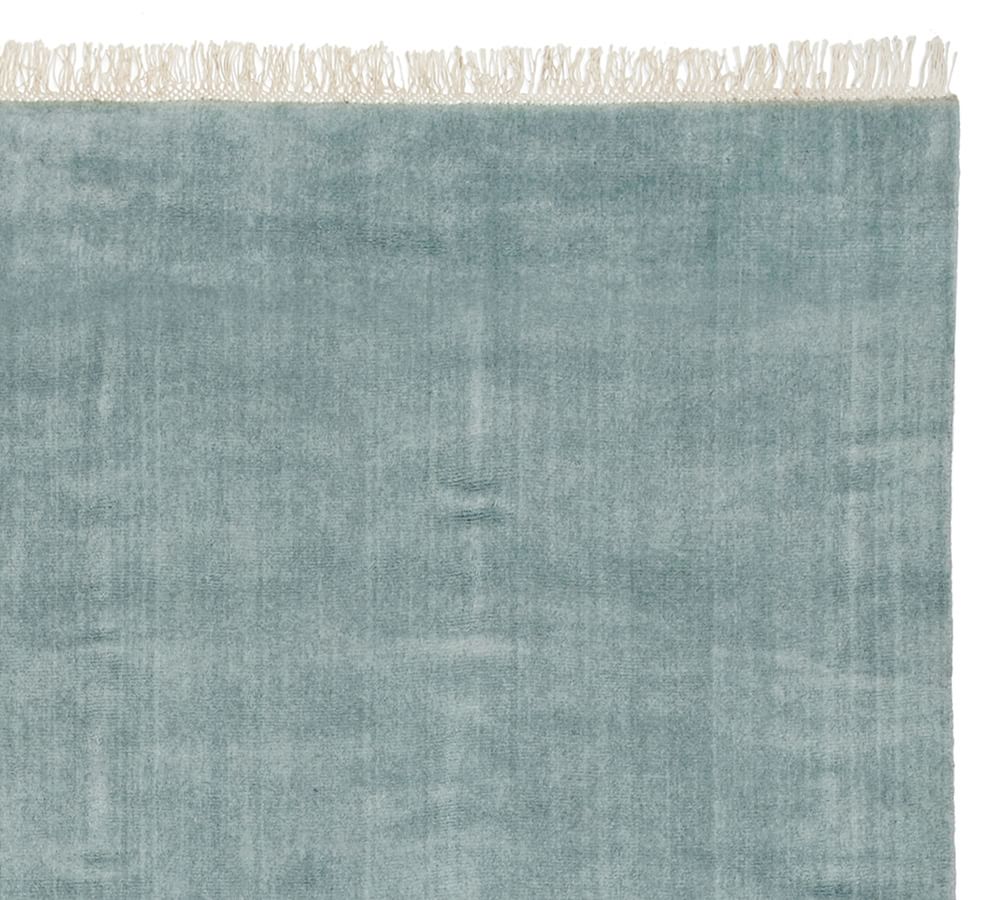Fringed Handloomed Rug Blue Smoke Pottery Barn