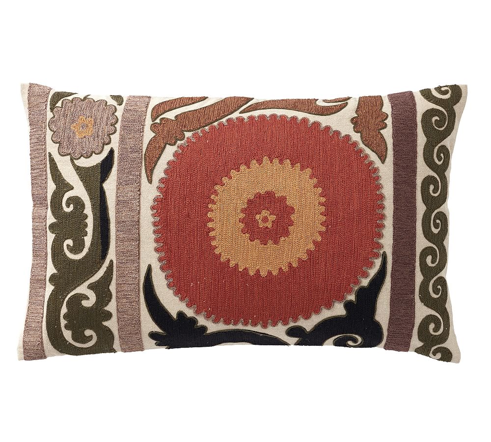 Abra Embroidered Lumbar Decorative Pillow Cover Pottery Barn