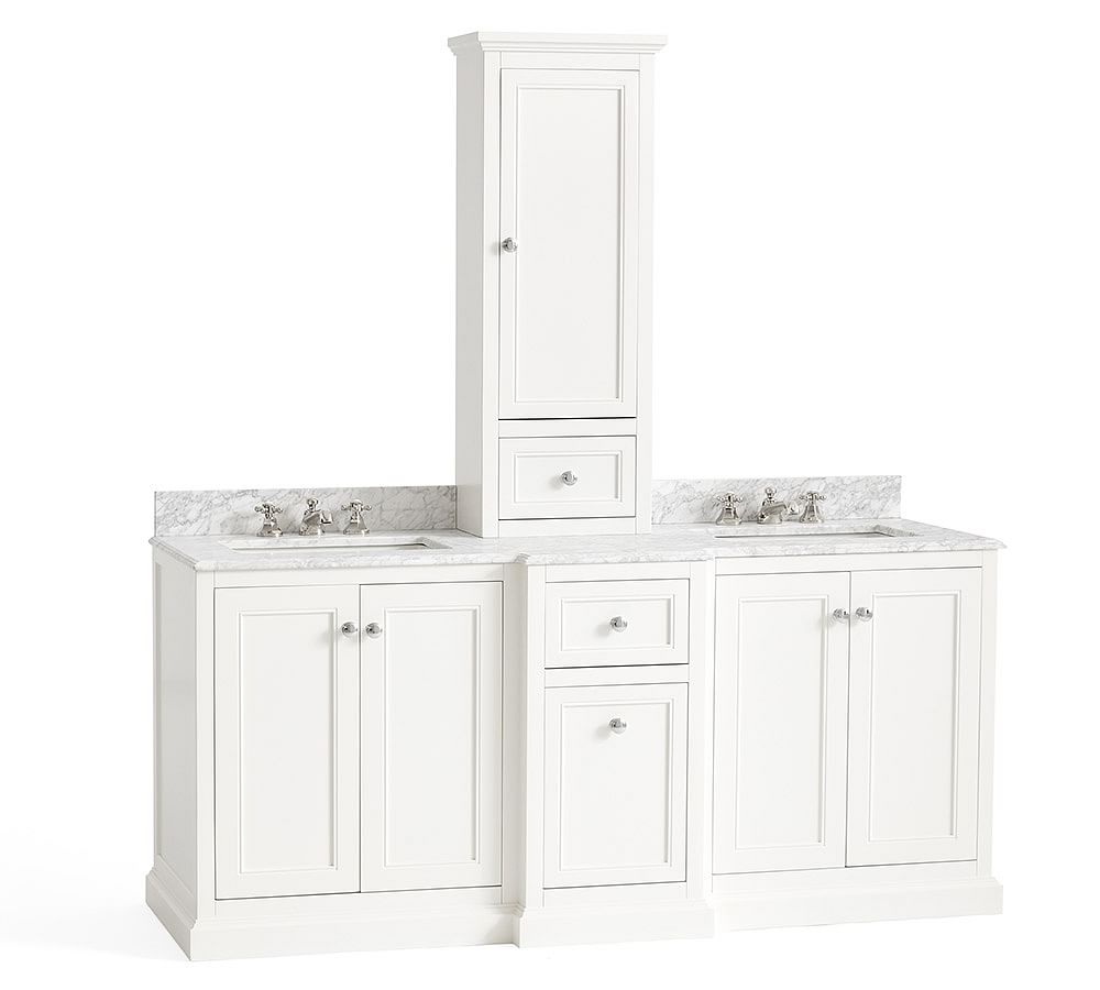 Ultimate Double Sink Storage Vanity with Hutch Pottery Barn