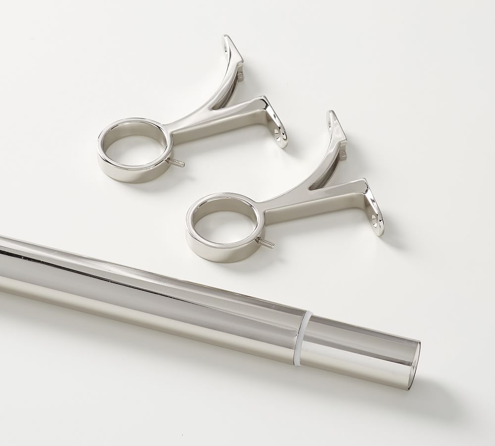Polished Nickel Curtain Rod & Wall Bracket Pottery Barn