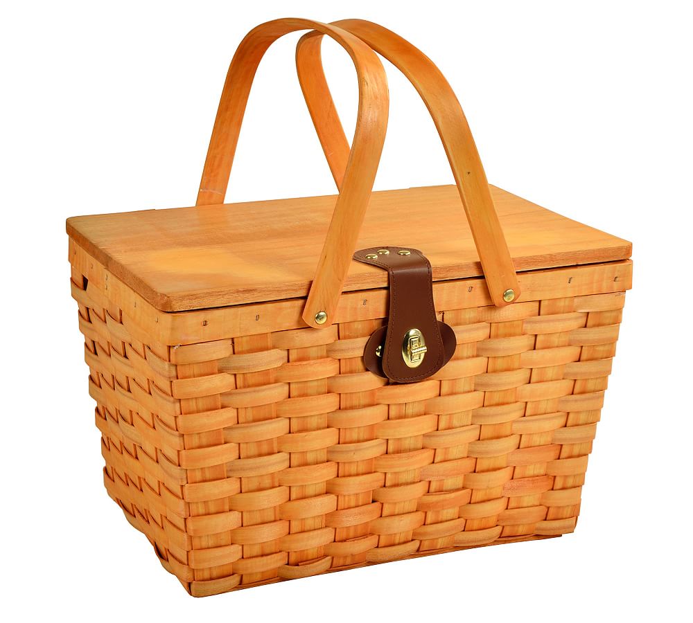 Americana Woven Wood Picnic Basket, Set for 2 Pottery Barn