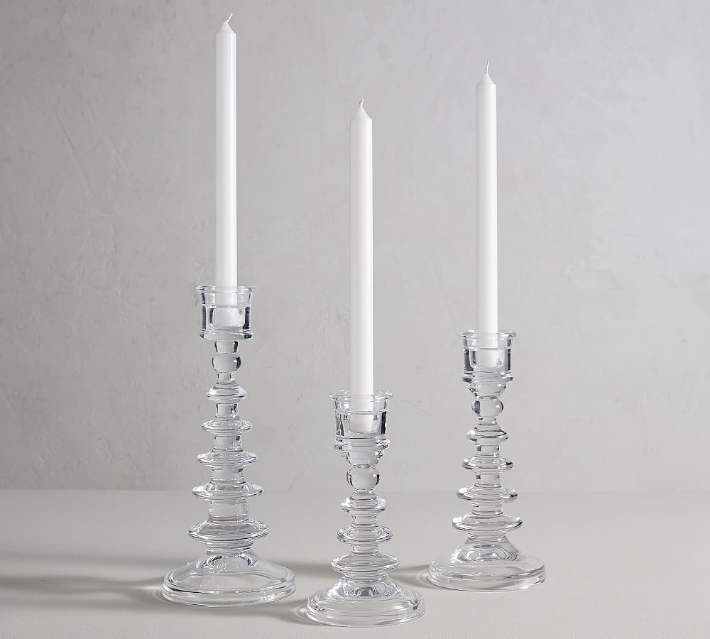 Harper Stacked Glass Taper Candlesticks Candle Holder Pottery Barn