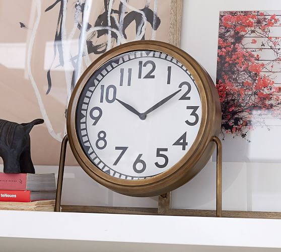 Nicholas Brass Desktop Clock Pottery Barn