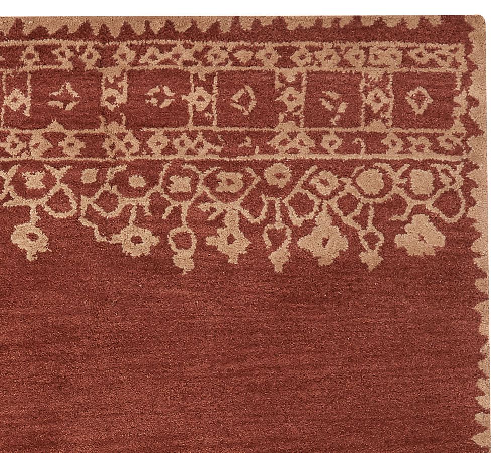 Terra Cotta Desa Bordered Wool Rug Patterned Rugs Pottery Barn
