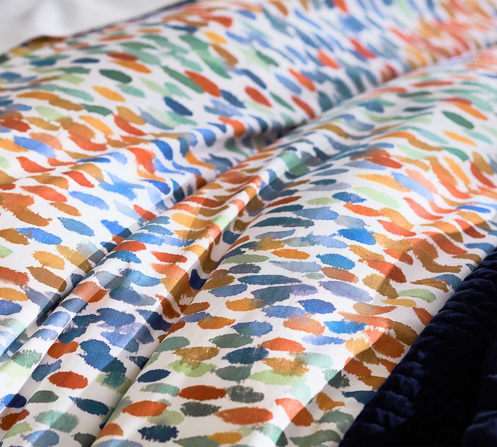 Annabel Watercolor Dot Organic Percale Patterned Duvet Cover Pottery Barn