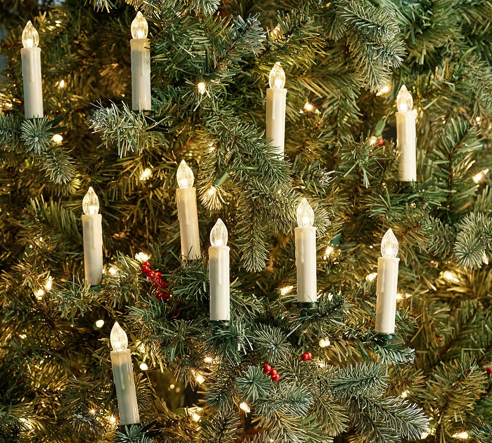 Lit Flameless Candle Christmas Ornaments - Set of 10 | Pottery Barn