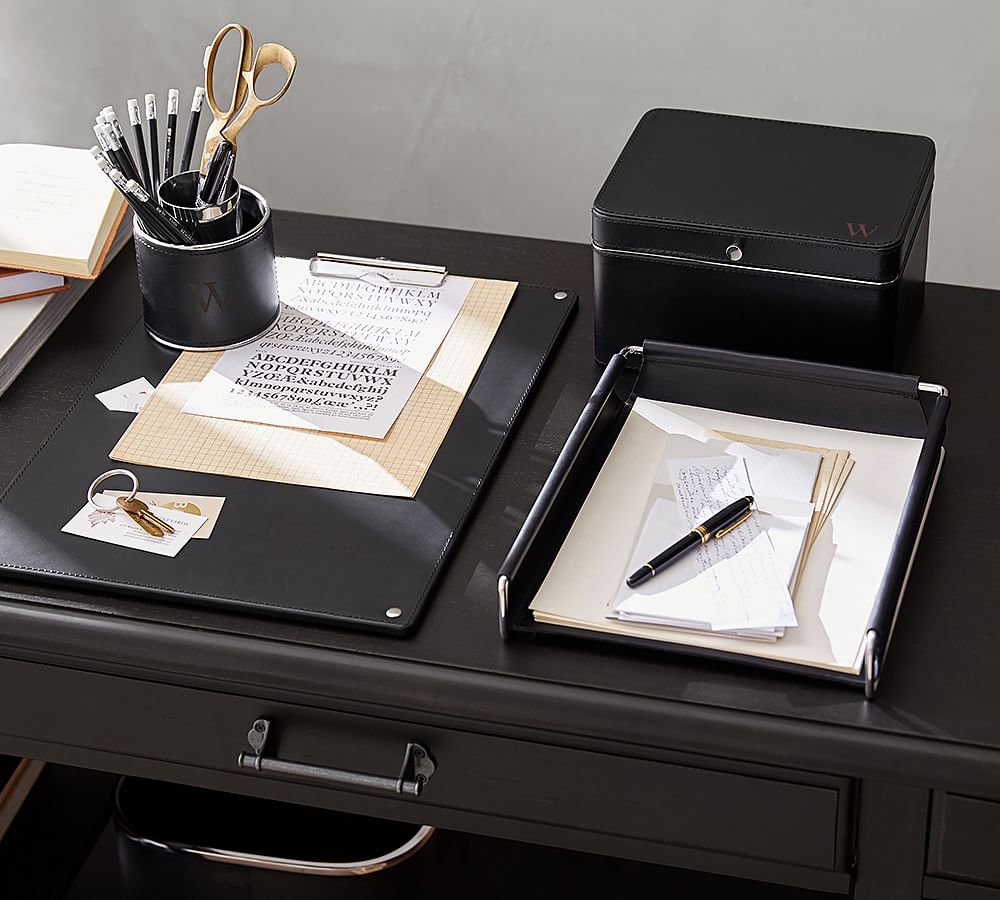 Drake Leather Paper Tray Pottery Barn