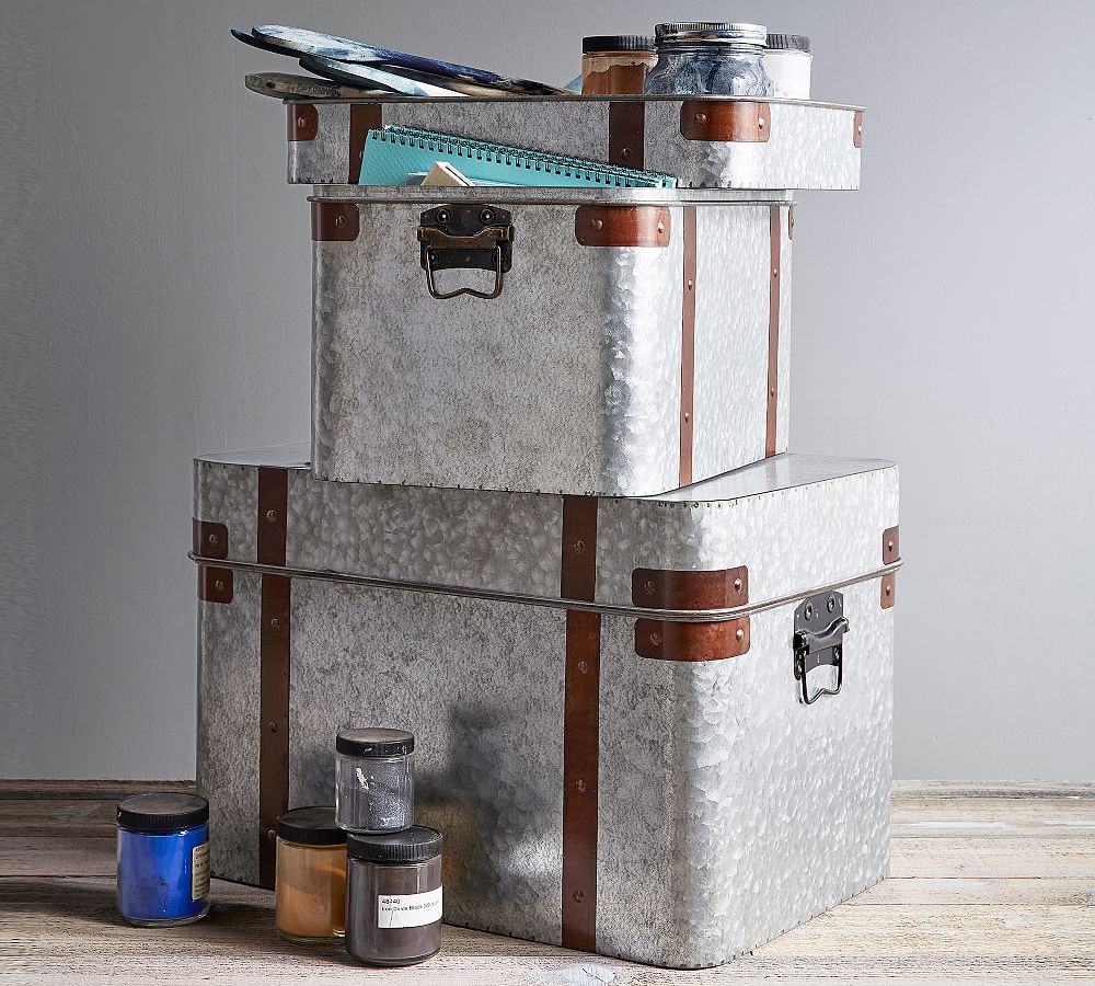 Galvanized Storage Bins with Lids Pottery Barn