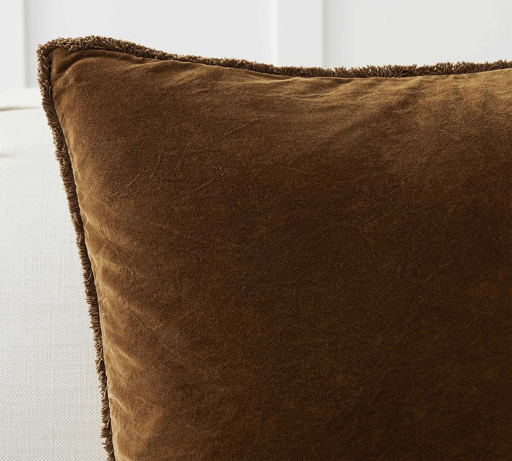 Velvet Fringed Throw Pillow Cover Pottery Barn