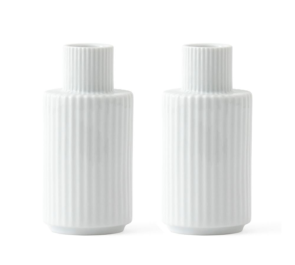 Lyngby White Porcelain Candle Holder, Set of 2 Pottery Barn