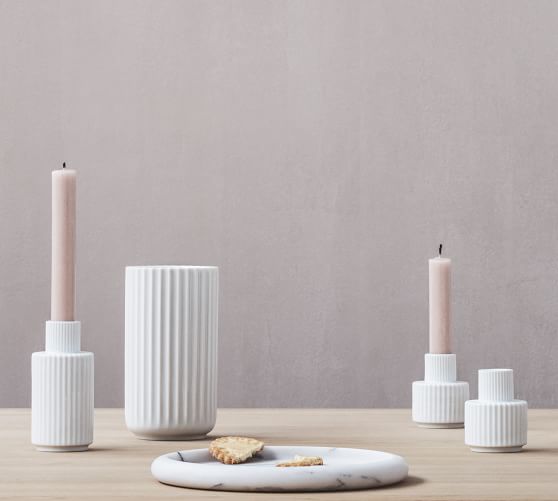 Lyngby White Porcelain Candle Holder, Set of 2 Pottery Barn