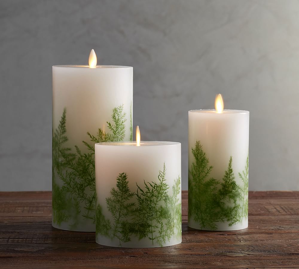 Premium Flicker Flameless Candle Fern Inclusion Pottery Barn