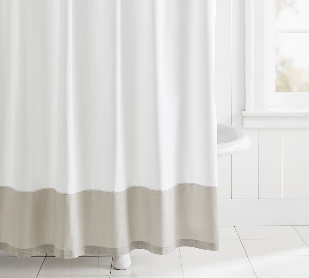 Linwood Border Linen/Cotton Shower Curtain Pottery Barn