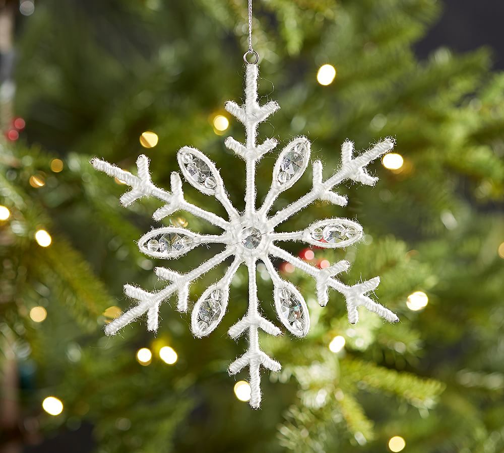 Wool and Crystal Snowflake Christmas Ornament | Pottery Barn