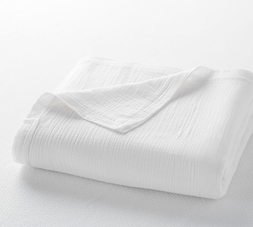 Gauze Matelasse Cotton Throw Blanket Pottery Barn