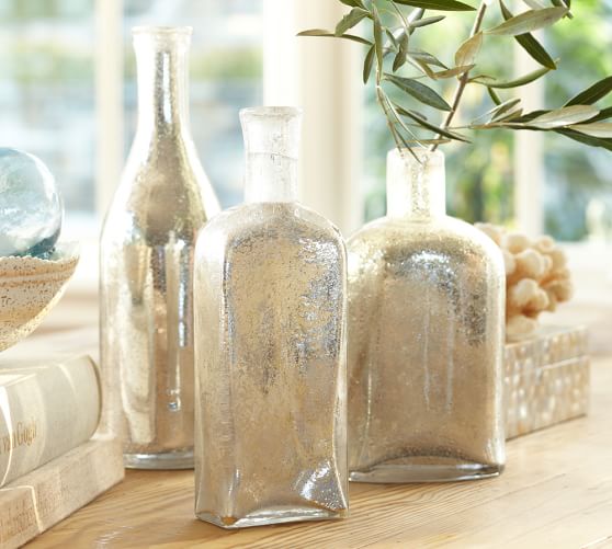 Bubble Mercury Glass Bottles, Set of 3 Pottery Barn