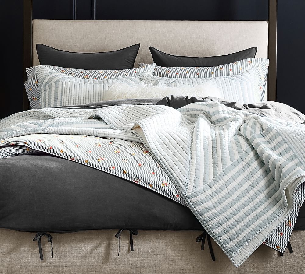 The Emily & Meritt Patchwork Stripe Cotton Quilt & Sham | Pottery Barn