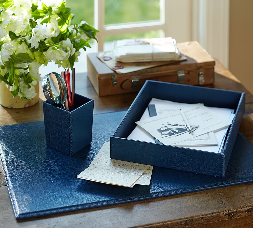 Pebble Leather Desk Blotter Pottery Barn