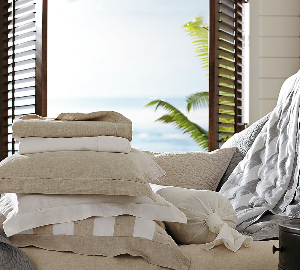 Linen Knot Bolster Decorative Pillow Cover Pottery Barn