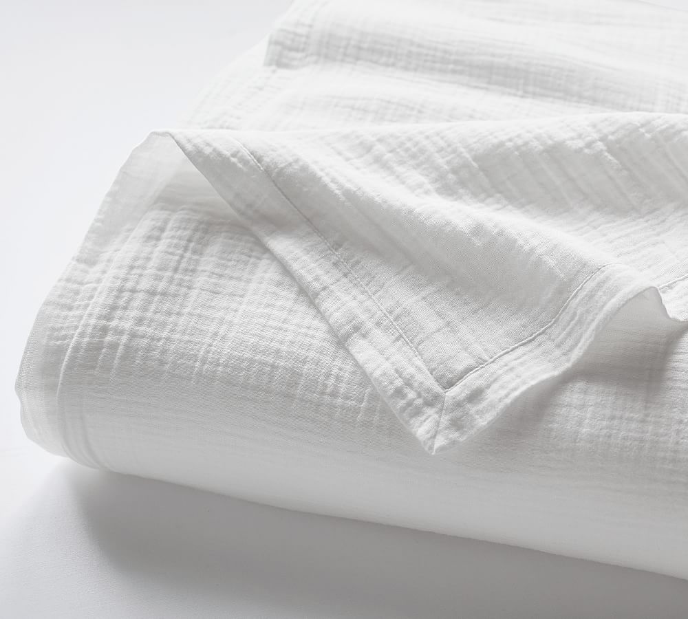 Gauze Matelasse Cotton Throw Blanket Pottery Barn