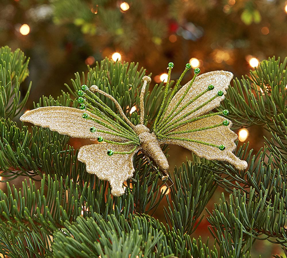 Glitter Butterfly Clip Christmas Ornament | Pottery Barn