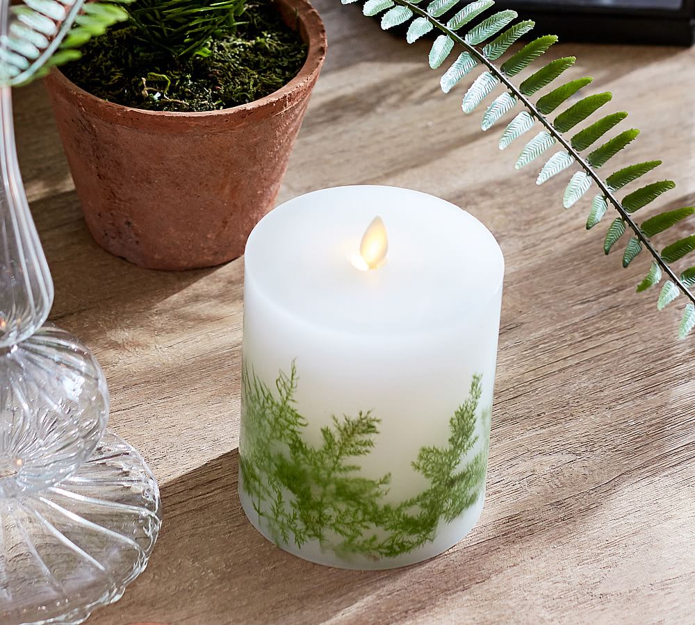Premium Flicker Flameless Candle Fern Inclusion Pottery Barn