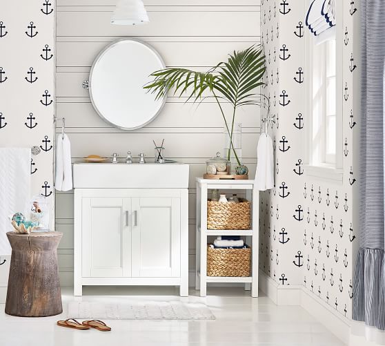 Mini Stripe Ruffled Shower Curtain Pottery Barn