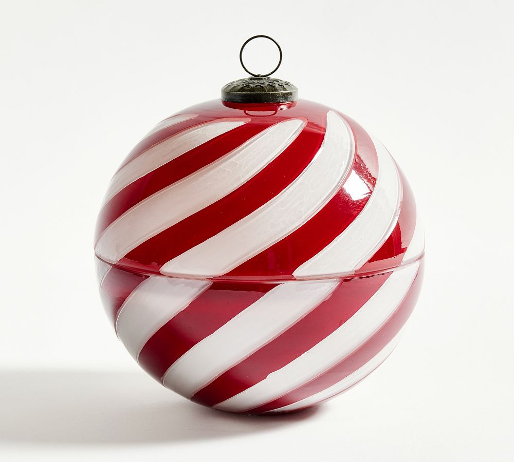 Ornament Shaped Scented Candles Frosted Peppermint Pottery Barn