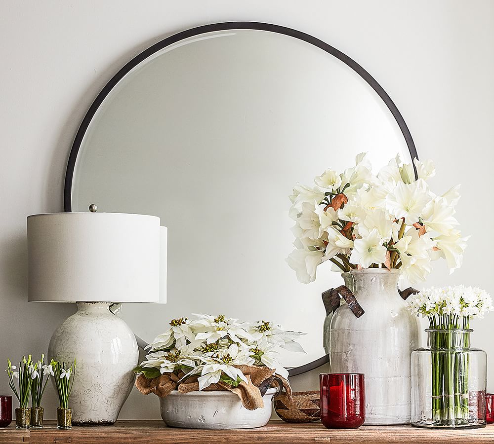 Faux Potted White Poinsettia Artificial Flowers Pottery Barn