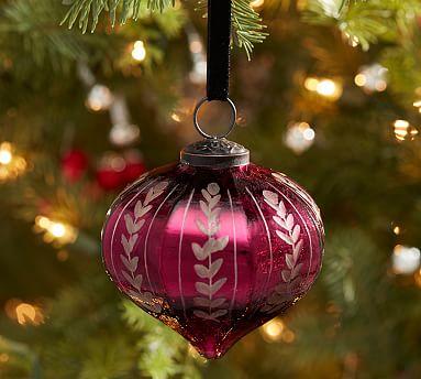 Etched Mercury Glass Christmas Ornaments - Red Onion | Pottery Barn