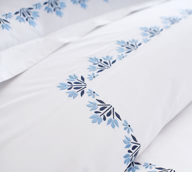 Blossom Embroidered Organic Percale Duvet Cover | Pottery Barn