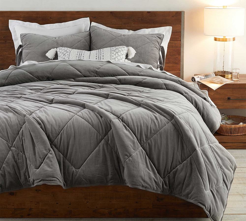 OPEN BOX: Velvet Comforter, Twin - Flagstone | Pottery Barn