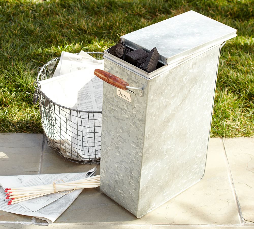 Galvanized Metal Charcoal Bin Kitchen Accessories Pottery Barn