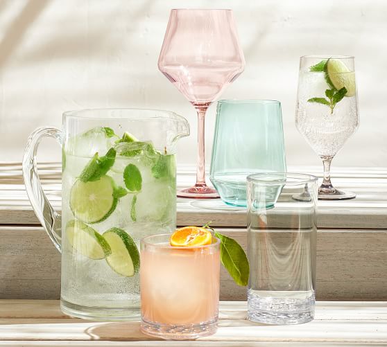 Happy Hour Acrylic Wine Glasses Blush Pottery Barn