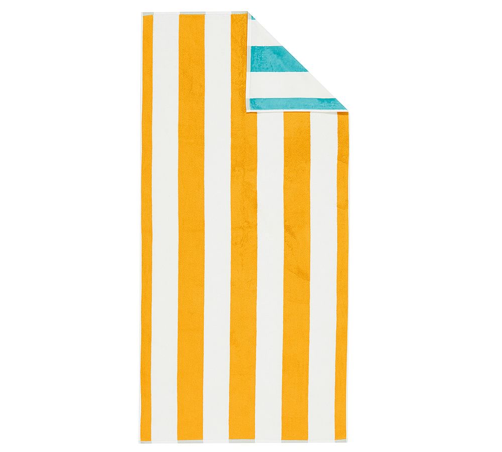 Reversible Awning Striped Beach Towel Aqua/Yellow Pottery Barn