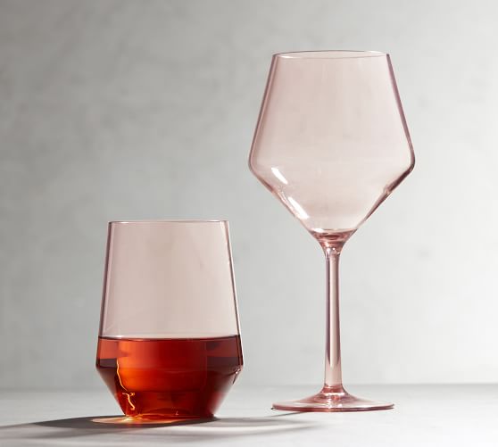 Happy Hour Acrylic Wine Glasses Blush Pottery Barn