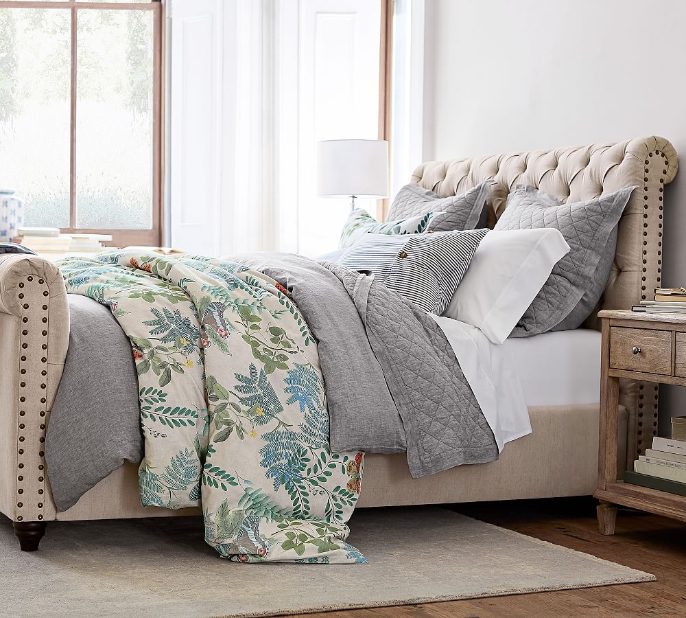 Victoria Botanical Print Duvet Cover & Shams Pottery Barn