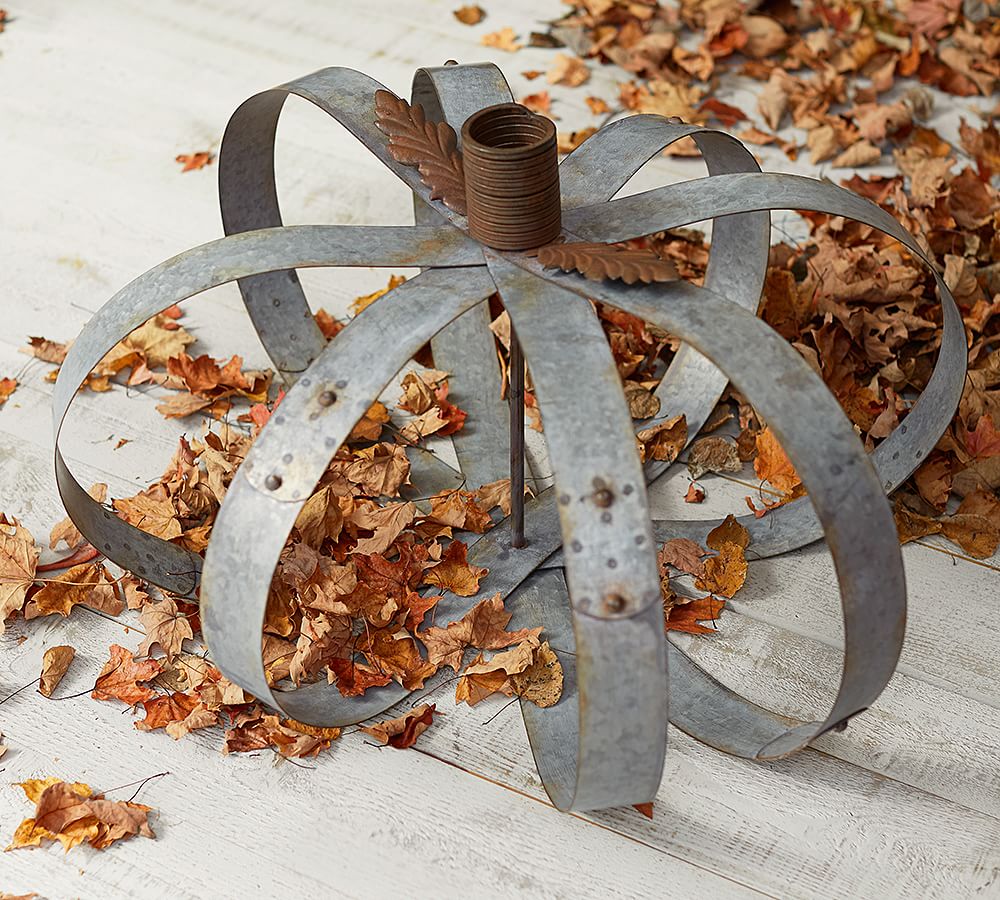 Outdoor Galvanized Pumpkin Decorative Objects Pottery Barn