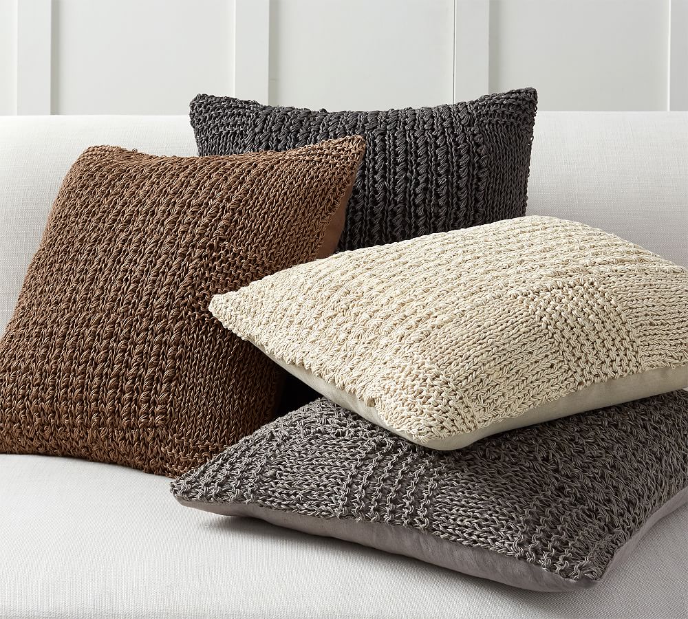 Calla Handknit Jute Throw Pillow Cover Pottery Barn