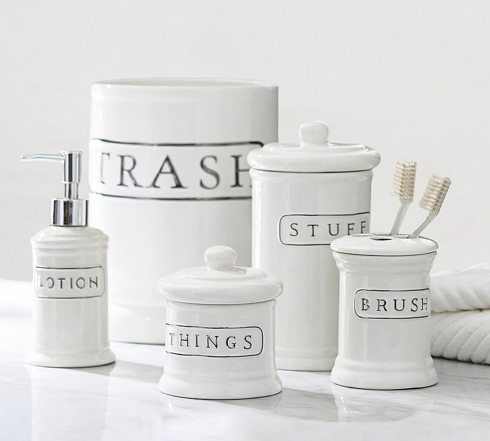 Ceramic Text Bath Accessories Pottery Barn